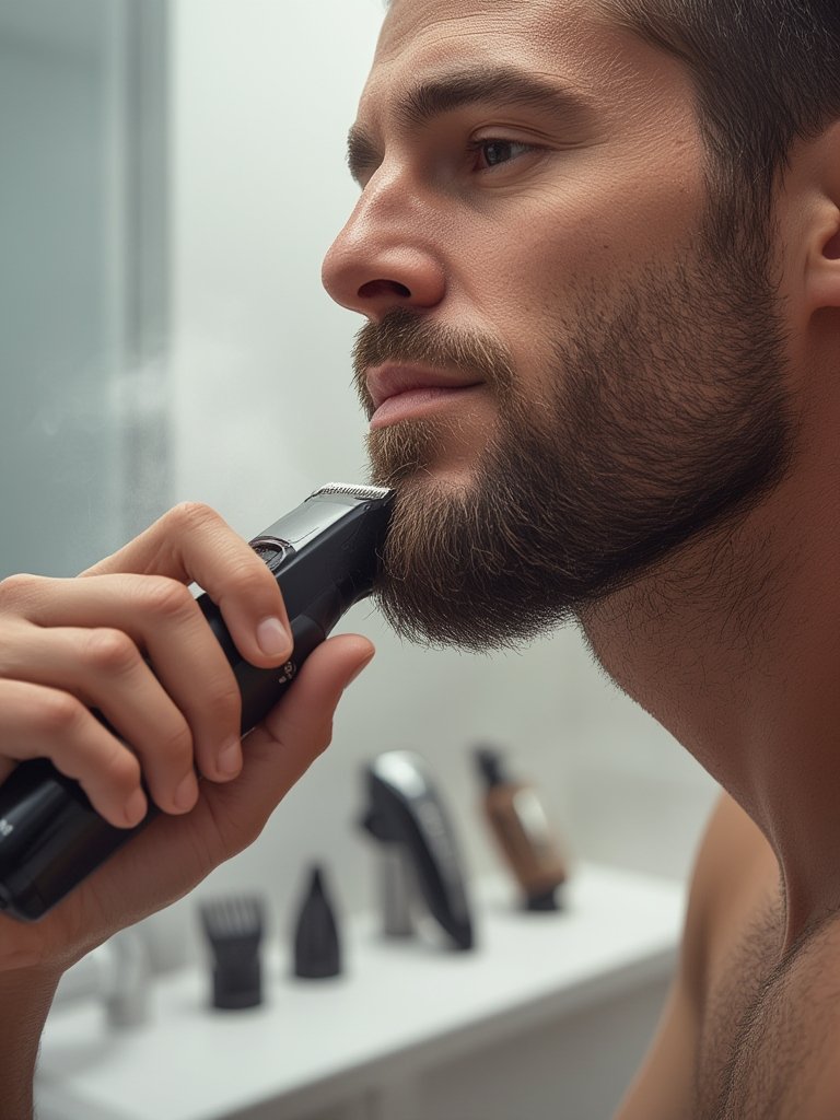 Beard trimmer in action