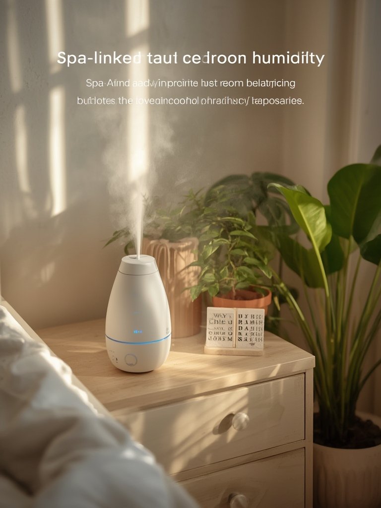 Bedroom ultrasonic humidifier in action