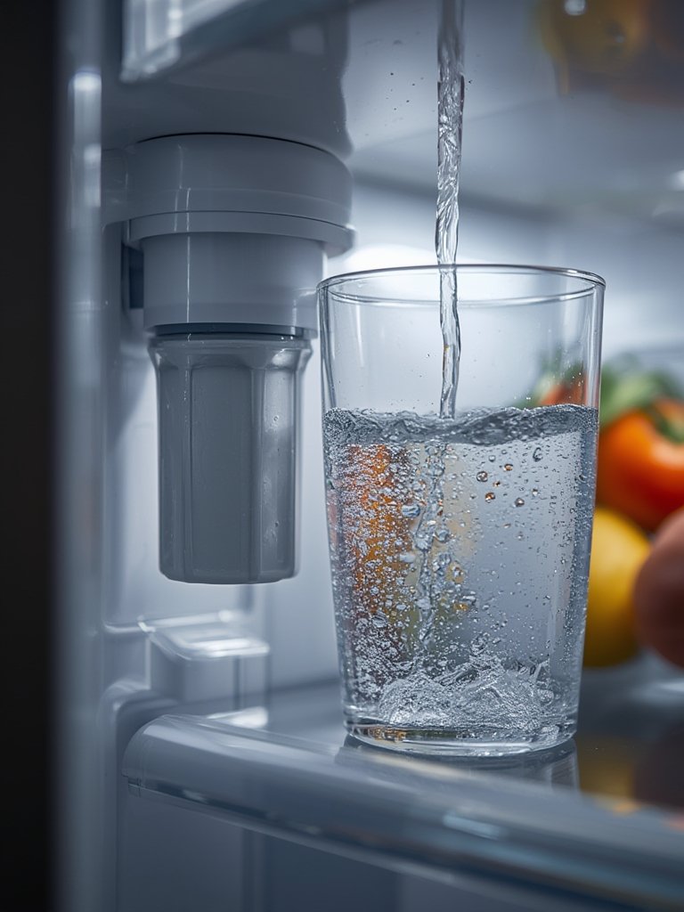 Refrigerator filter in action